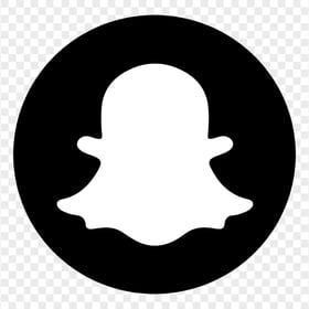 Round Snapchat Logo Icon Ghost Black & White PNG
