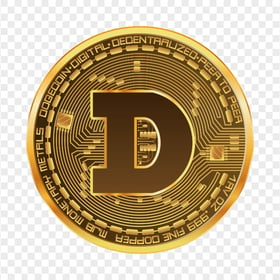 HD One Golden Dogecoin Coin PNG