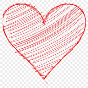 HD Red Hand Sketch Heart Love PNG