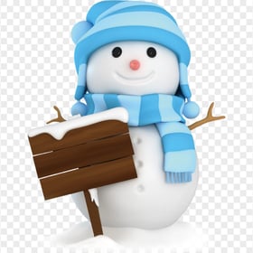 HD 3D Cartoon Snowman With Blue Winter Beanie PNG