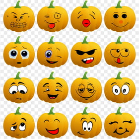 Set Of Pumpkins Emojis Faces