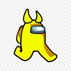 HD Yellow Among Us Walking Character With Horns PNG