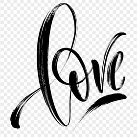 HD Love Word Black Text Hand Brush Lettering PNG