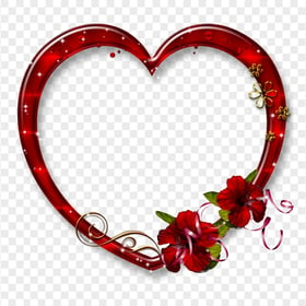 Love Valentine Red Outline Heart Frame PNG