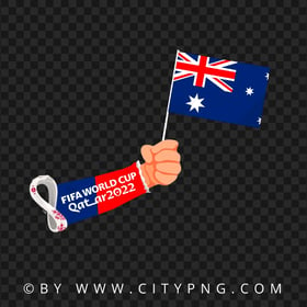 World Cup 2022 Hand Holding Australia Flag Pole PNG