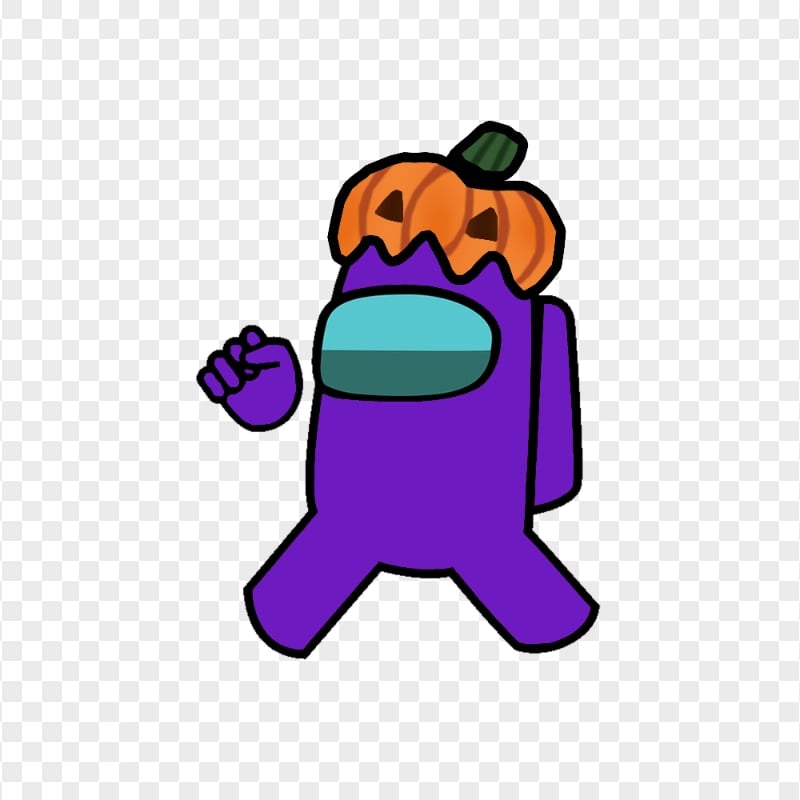 HD Purple Among Us Crewmate Character With Pumpkin Hat PNG