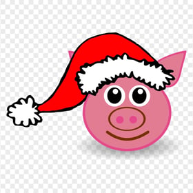 Cartoon Peppa Pig Face Wearing Christmas Santa Hat PNG