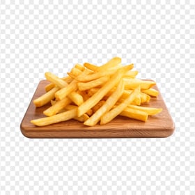 Tasty French Fries On Wood Board HD Transparent Background
