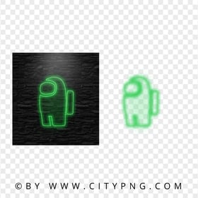 HD Green Neon Among Us Character PNG