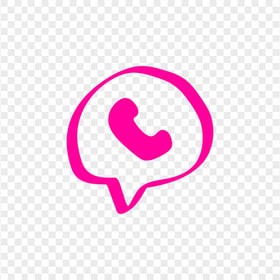 HD Pink Hand Draw Round Pin Phone Icon Transparent PNG