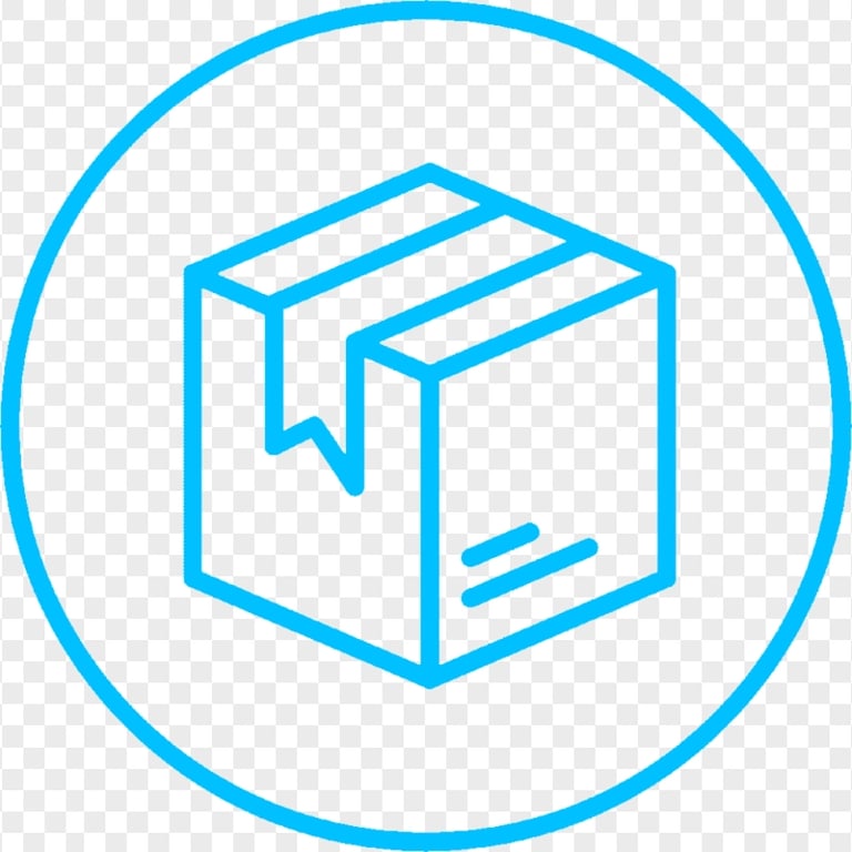 Logistics Parcel Blue Box Package Round Icon FREE PNG | Citypng