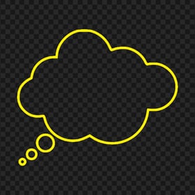 HD Yellow Outline Thinking Speech Cloud PNG