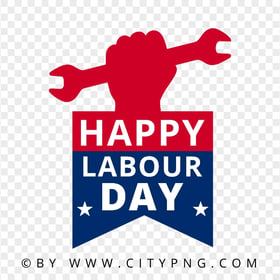 Happy Labour Day Vector Red and Blue Logo PNG
