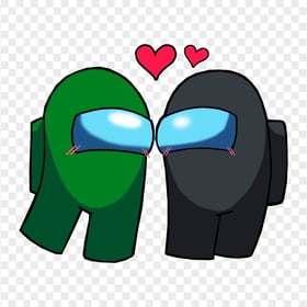 HD Among Us Green Love Black Characters Valentines Day PNG