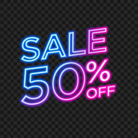 HD 50% Off Sale Pink & Blue Neon Sign PNG