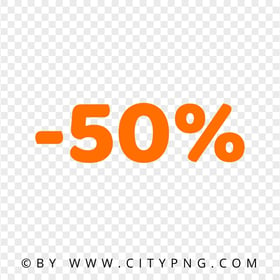 HD 50 Percent Discount Orange Text Transparent PNG