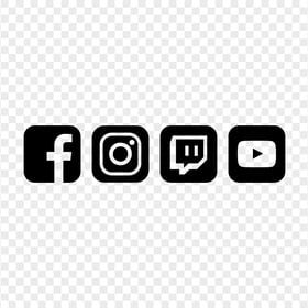 HD Black Facebook Instagram Twitch Youtube Square Icons PNG