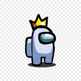HD Among Us White Crewmate Character With Crown Hat PNG