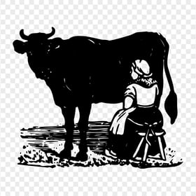 HD Milking Cow Black Silhouette PNG