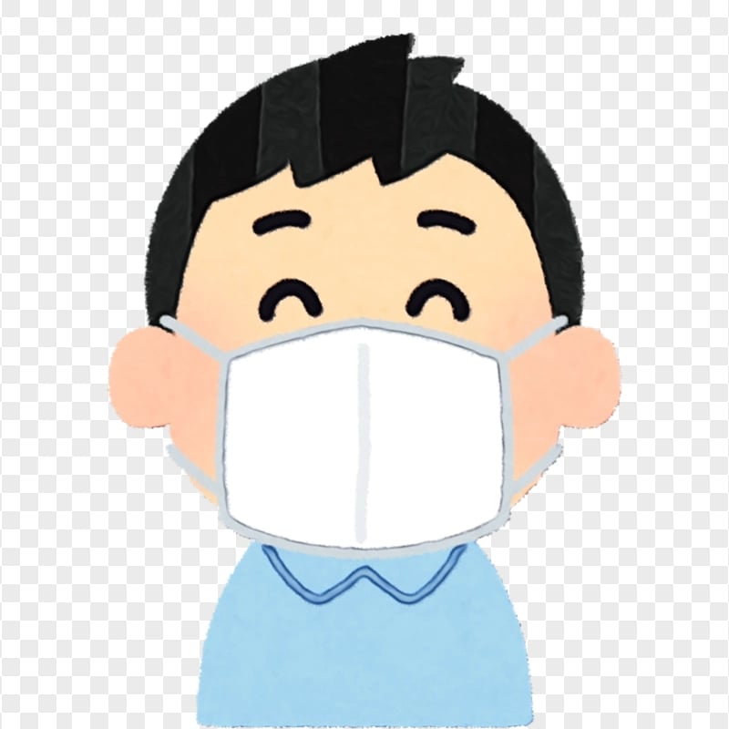 Cartoon Child Wear White Surgical Mask Citypng