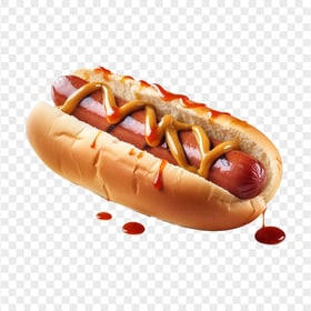 Hot Dog with Tomato Sauce and Mustard HD Transparent PNG