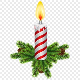 PNG Red & White Christmas Burning Candle Illustration