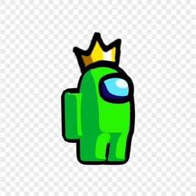 HD Lime Among Us Crewmate Character With Crown Hat PNG