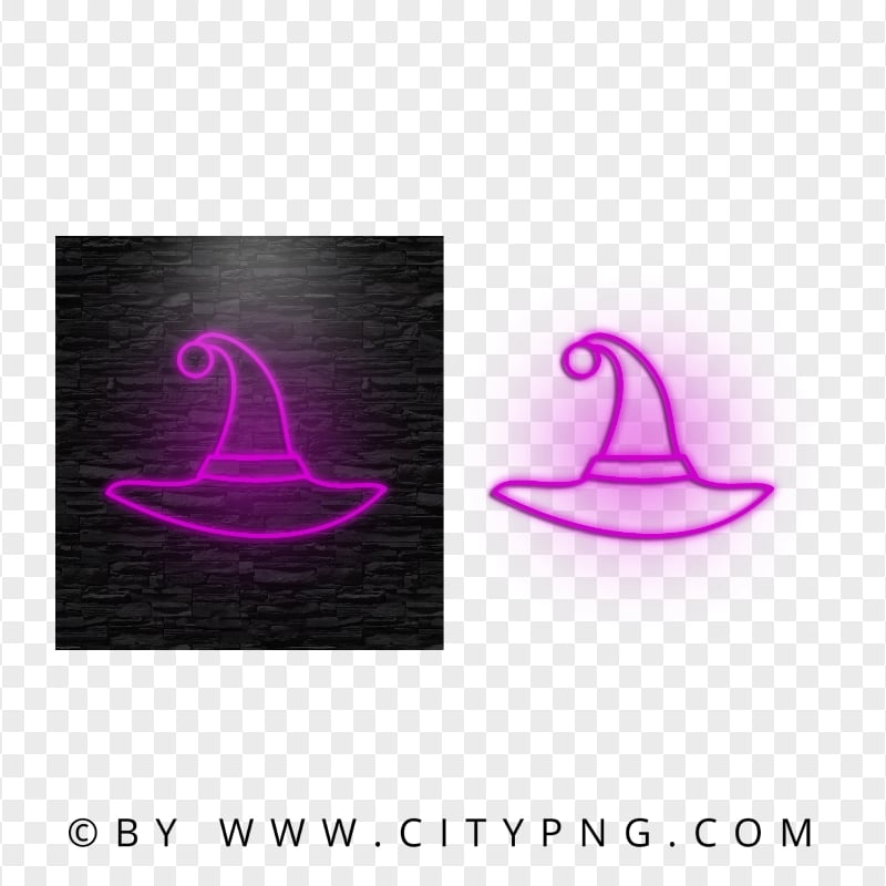 HD Purple Neon Witch Hat PNG
