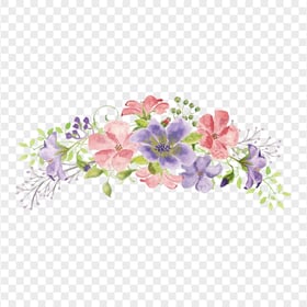 Pink And Purple Watercolor Flowers HD PNG