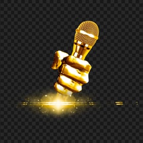 HD Gold Golden Hand Hold Microphone Mic Music PNG