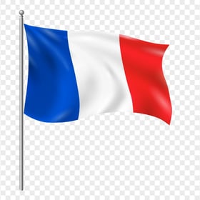 FREE Waving France Flag On Metal Pole PNG