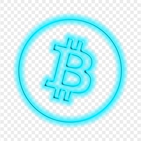 HD Blue Neon Bitcoin Logo Icon PNG