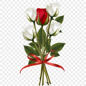 HD Bouquet Of Red & White Roses Flowers PNG