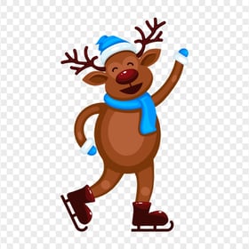 HD Cartoon Reindeer Character Wearing Ice Skates PNG