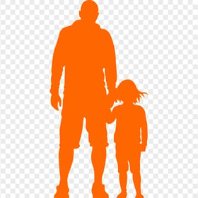 HD Orange Child And Father Silhouette PNG