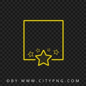Yellow Neon Frame With Stars PNG Image