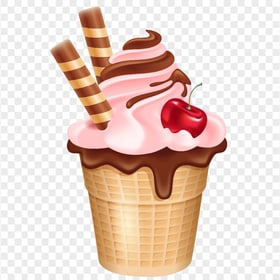 Cherry Chocolate And Strawberry Ice Cream Illustration