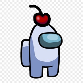 HD White Crewmate Among Us Character With Cherry Hat PNG