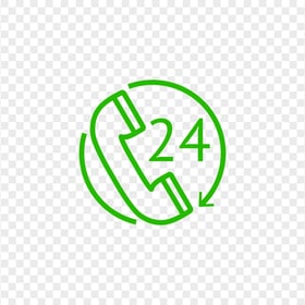 HD Green Round Circle Phone 24H Icon Transparent PNG