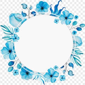 Blue Watercolor Flower Wreath FREE PNG