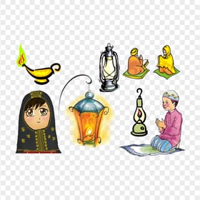 Cartoon Ramadan Decorations Clipart Icons