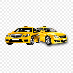 Illustration Two Taxi Cars PNG