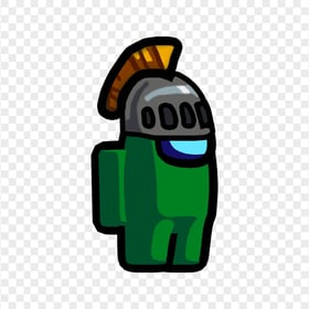 HD Among Us Crewmate Green Character With Knight Helmet PNG