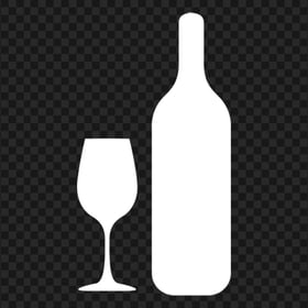 White Wine Glass And Bottle Icon PNG