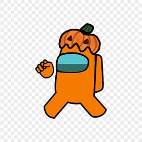HD Orange Among Us Crewmate Character With Pumpkin Hat PNG