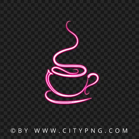 Pink Neon Tea Coffee Cup PNG Image