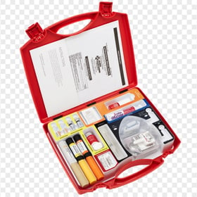 Red Plastic Opened First Aid Handbag Supplies