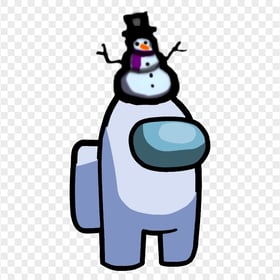 HD White Among Us Crewmate Character With Snowman Hat On Top PNG
