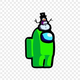 HD Lime Among Us Crewmate Character With Snowman Hat PNG