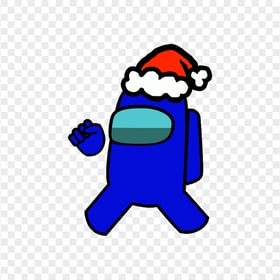 HD Blue Among Us Character Wear Santa Hat PNG